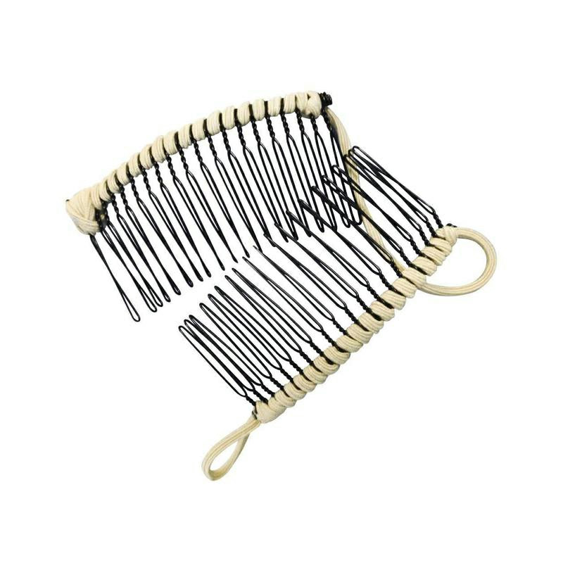 20 Tooth Vintage Banana Hair Clip Stretchable Comb - Beige