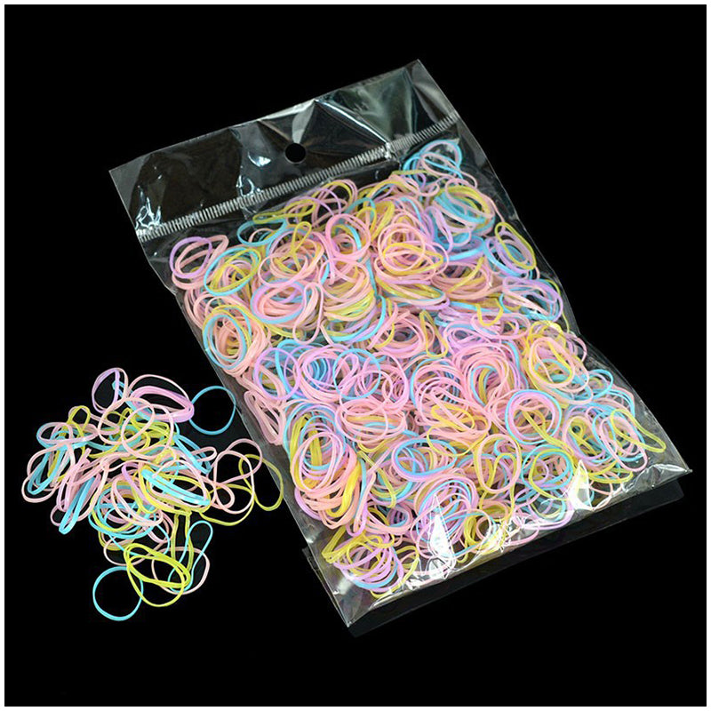 1000Pcs/Bag Disposable Elastics Hair Bands Girls TPU Rubber Ponytail Holder Band - Color 4