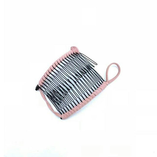 20 Tooth Vintage Banana Hair Clip Stretchable Comb - Pink