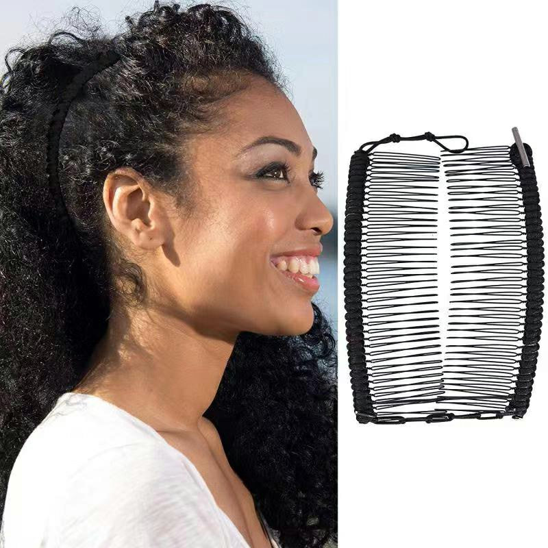 20 Tooth Vintage Banana Hair Clip Stretchable Comb - Black