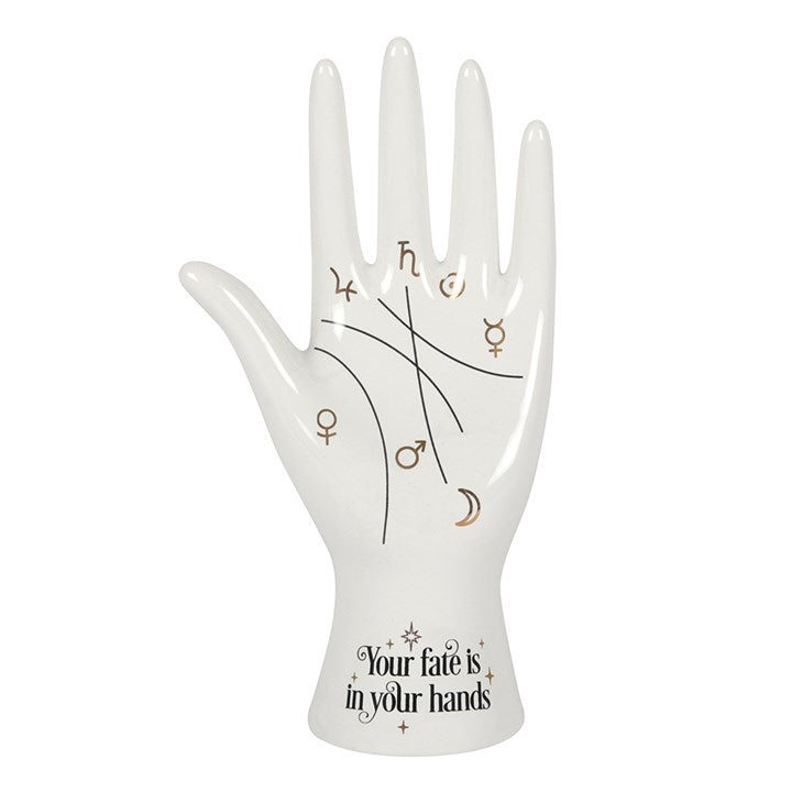 WHITE CERAMIC PALMISTRY HAND ORNAMENT