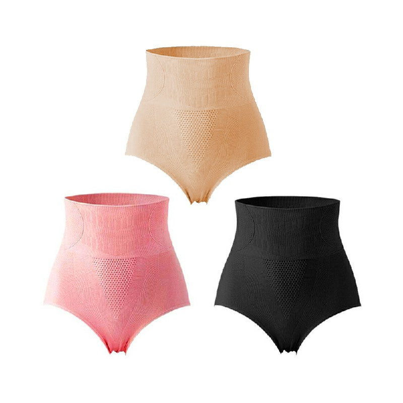 3 pcs Graphene Honeycomb Body Shaping Briefs High Waisted Underwear Tummy Control Panties for Women - 2XL