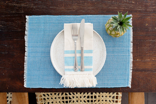 Woven Dining Placemat | Pastel Blue