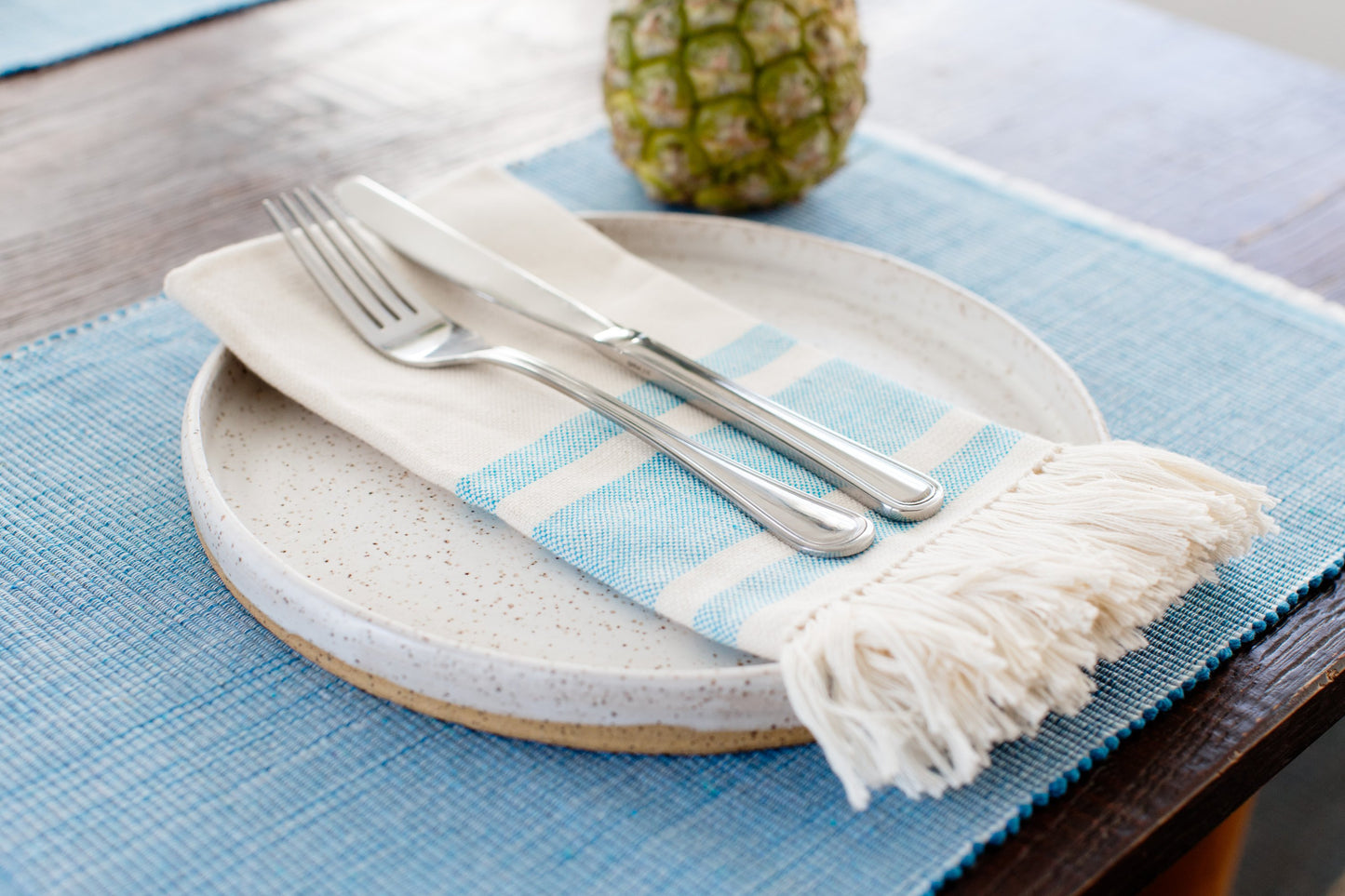 Woven Dining Placemat | Pastel Blue