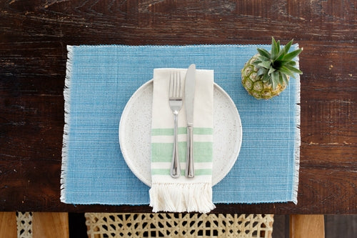 Woven Dining Placemat | Pastel Blue