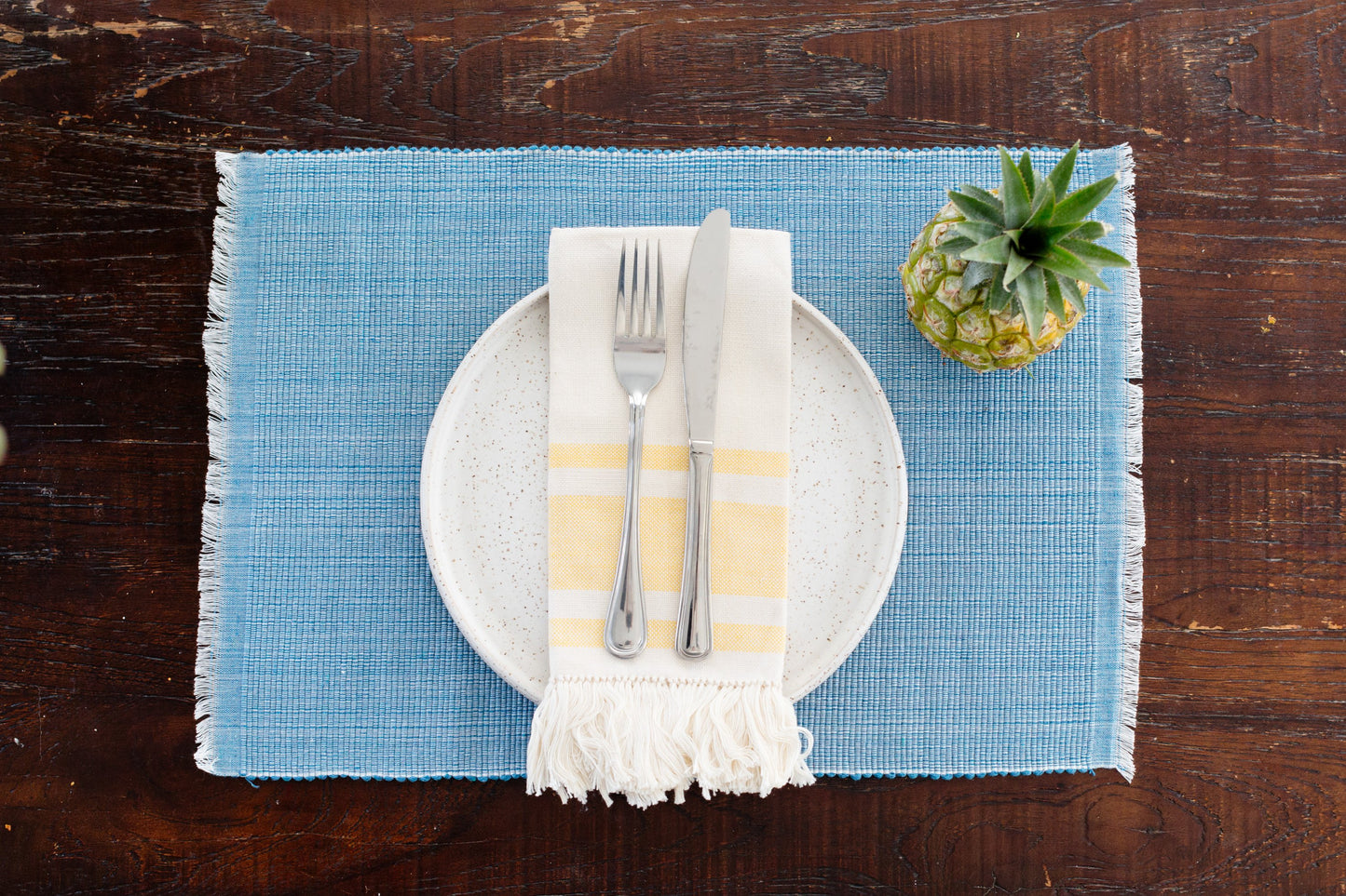 Woven Dining Placemat | Pastel Blue