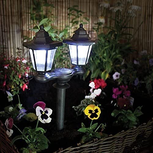 2 in 1 Twin Head Solar Lantern Garden Outdoor Traditional Light