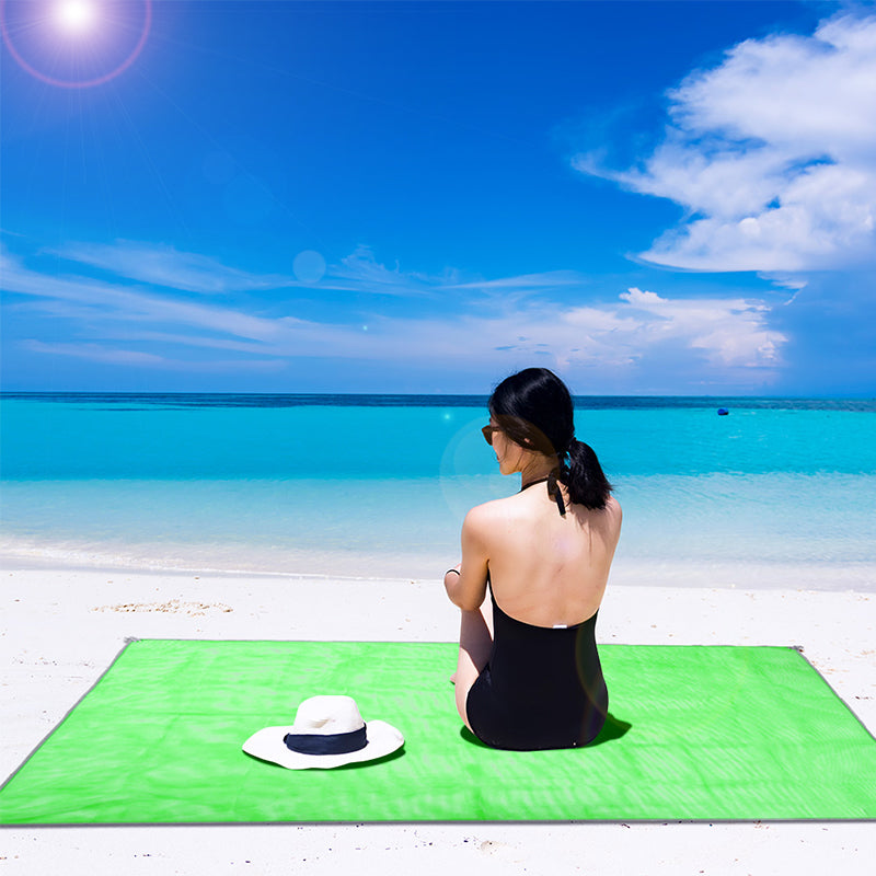 Waterproof Magic Sand Free Beach Mat 150 x 200cm Sand Blanket Mat for Picnic Camping - Green