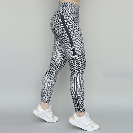 Women Casual Sports Pants Slim Yoga Pants Printed Leggings - Grey 4XL