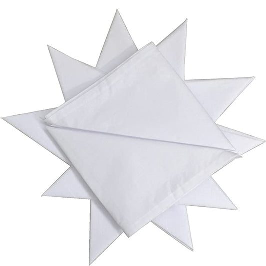 12 Pcs Men White Cotton Handkerchief 40cmx40cm for Party Tea Meeting