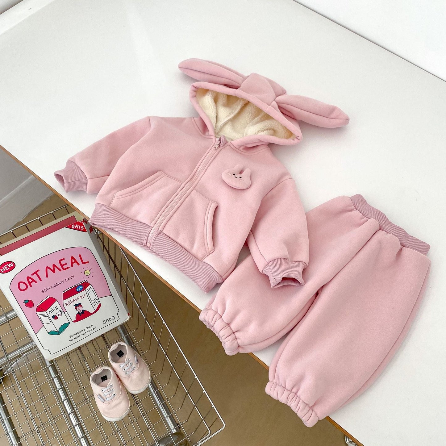 Winter Hot Selling Baby Girls Long Sleeves Simple Rabbit Attached