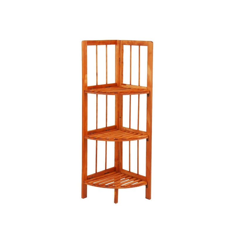 3 Tier Wooden Corner Rack Maple Storage Shelves 28cm x 26 x 85cm