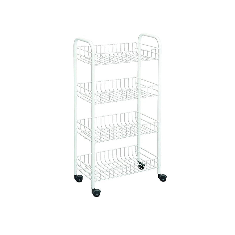 4 Tier Metal Rolling Utility Cart with Casters Storage Shelf Rack with Baskets and Wheels 72cm High