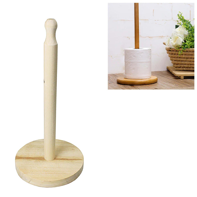 Wooden Tissue Holder Roll Holder Free Standing, Paper Tower Stand for Kitchen, Bathroom, Bedroom