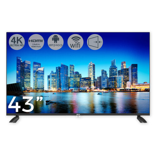 43" Smart 4K UHD LED TV Freeview HD, WiFi, 3x HDMI, 2x USB Android 11