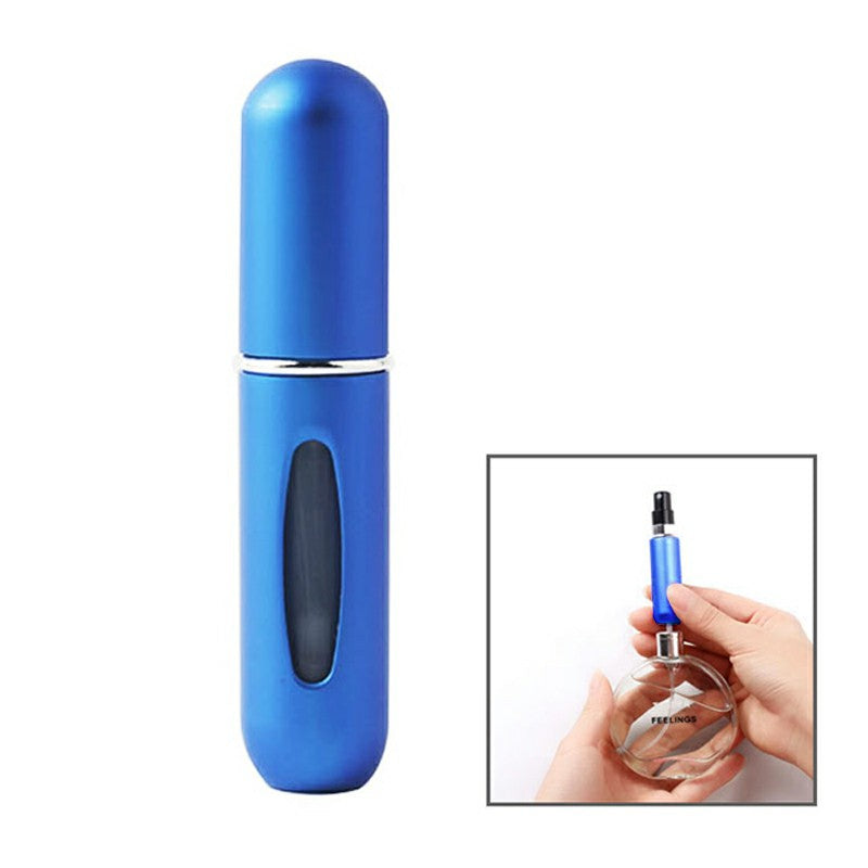 5ml Portable Mini Refillable Perfume Bottle Spray Round Tube Pump Empty Cosmetic Container Atomizer Scent Bottle for Travel - Blue