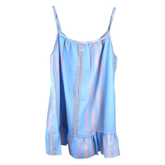 Womens Summer Sleeveless Tank Tops Cami Swing Vest Blouse Flared Print Tank Tops Shirt - 4XL
