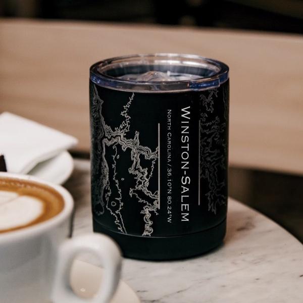 Winston-Salem - North Carolina Map Insulated Cup in Matte Black