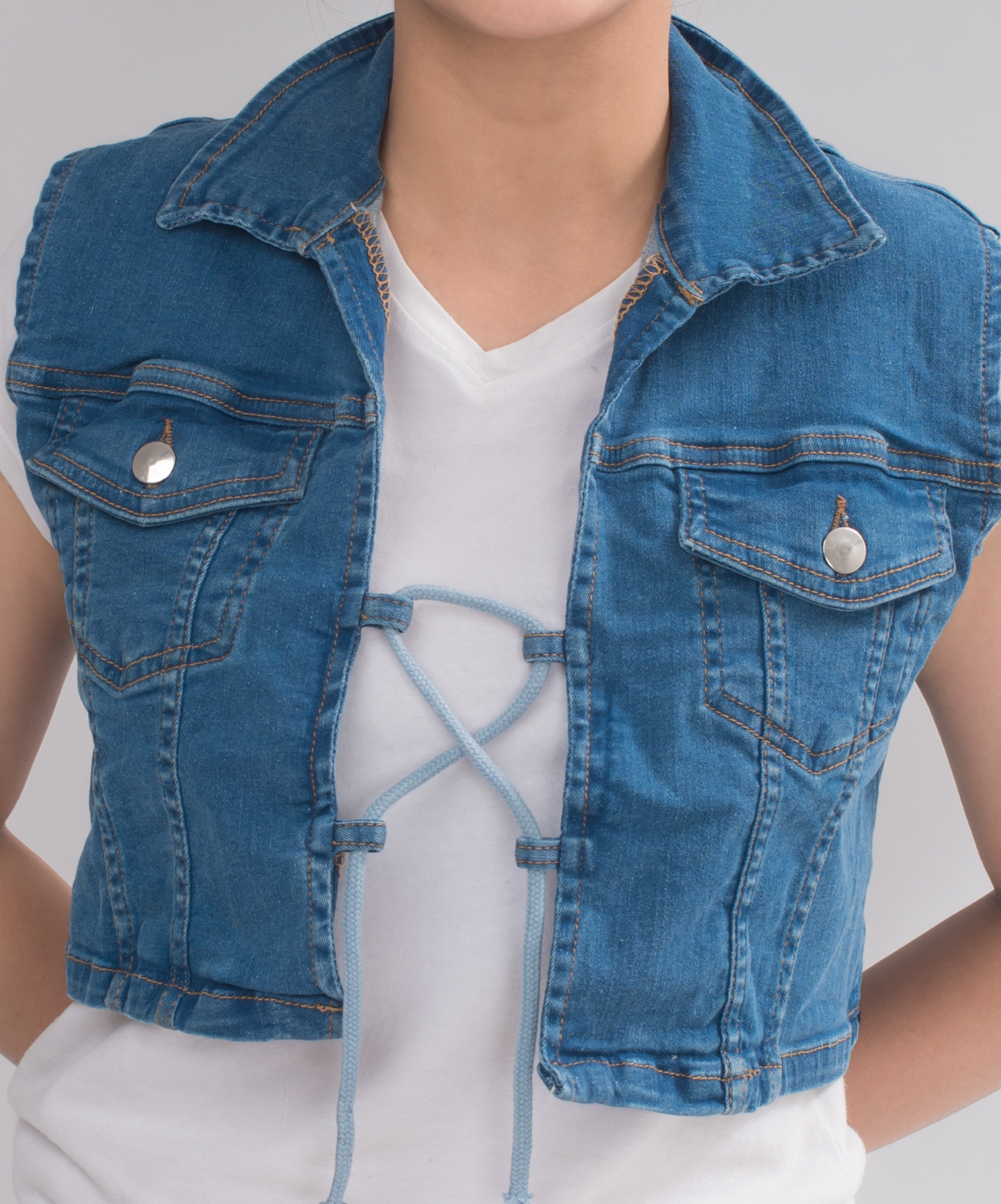 Women's Stylish Sleeveless Summer Jacket in Denim