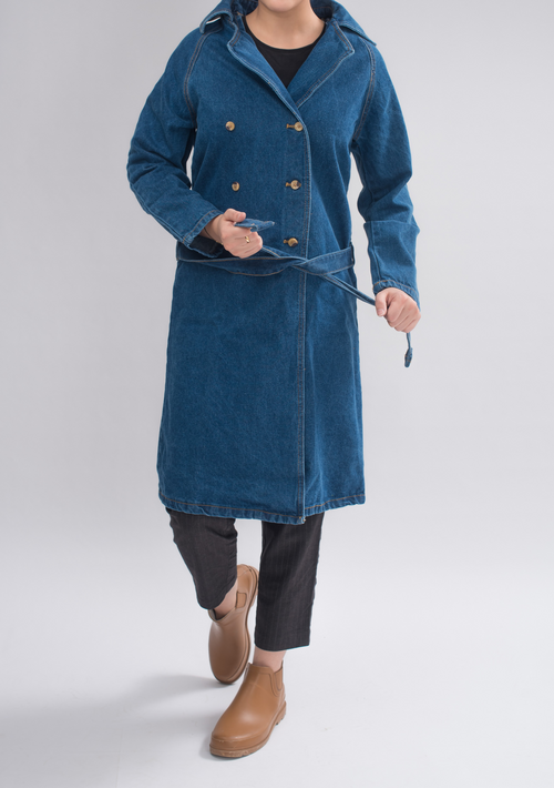 Women's Trench Coat in Denim