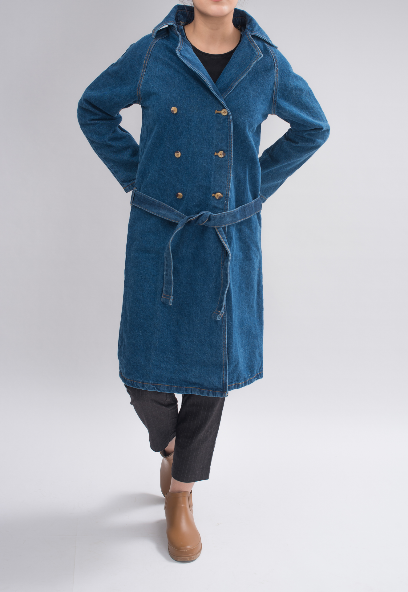 Women's Trench Coat in Denim