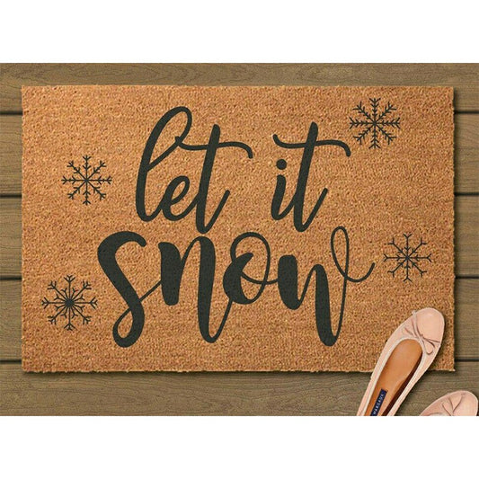 Winter Christmas Let It Snow Coir Door Mat Home Decor Mats 60x40cm