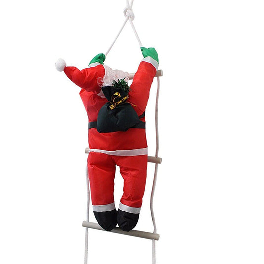 120 cm Christmas Santa Claus Climbing On Rope Ladder Figure Home Ornament for Xmas Holiday Decor