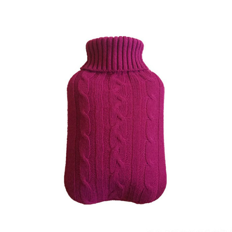 2L PVC Large Hot Water Bottle Quality Hot Water Bottles Body Warmer Hand Warmer with Arran Knitted Cover - Grey