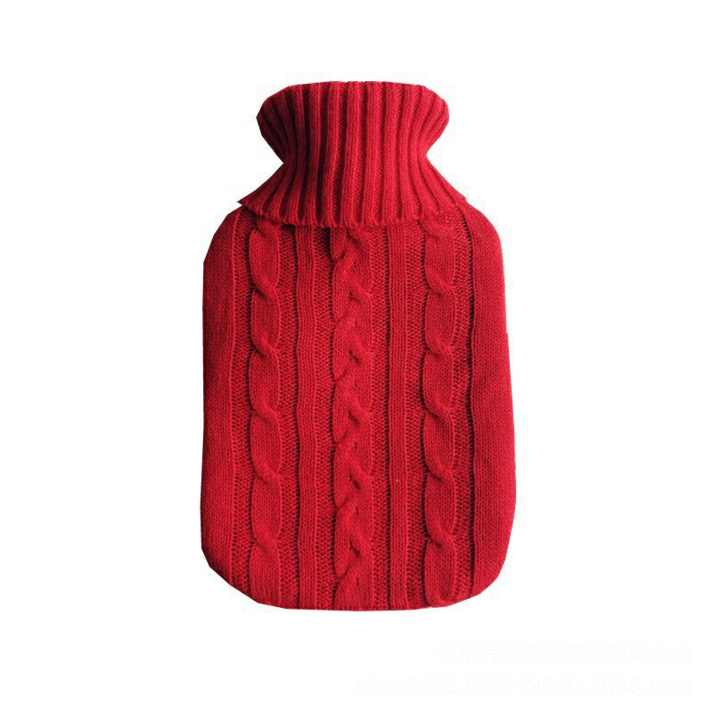 2L PVC Large Hot Water Bottle Quality Hot Water Bottles Body Warmer Hand Warmer with Arran Knitted Cover - Grey